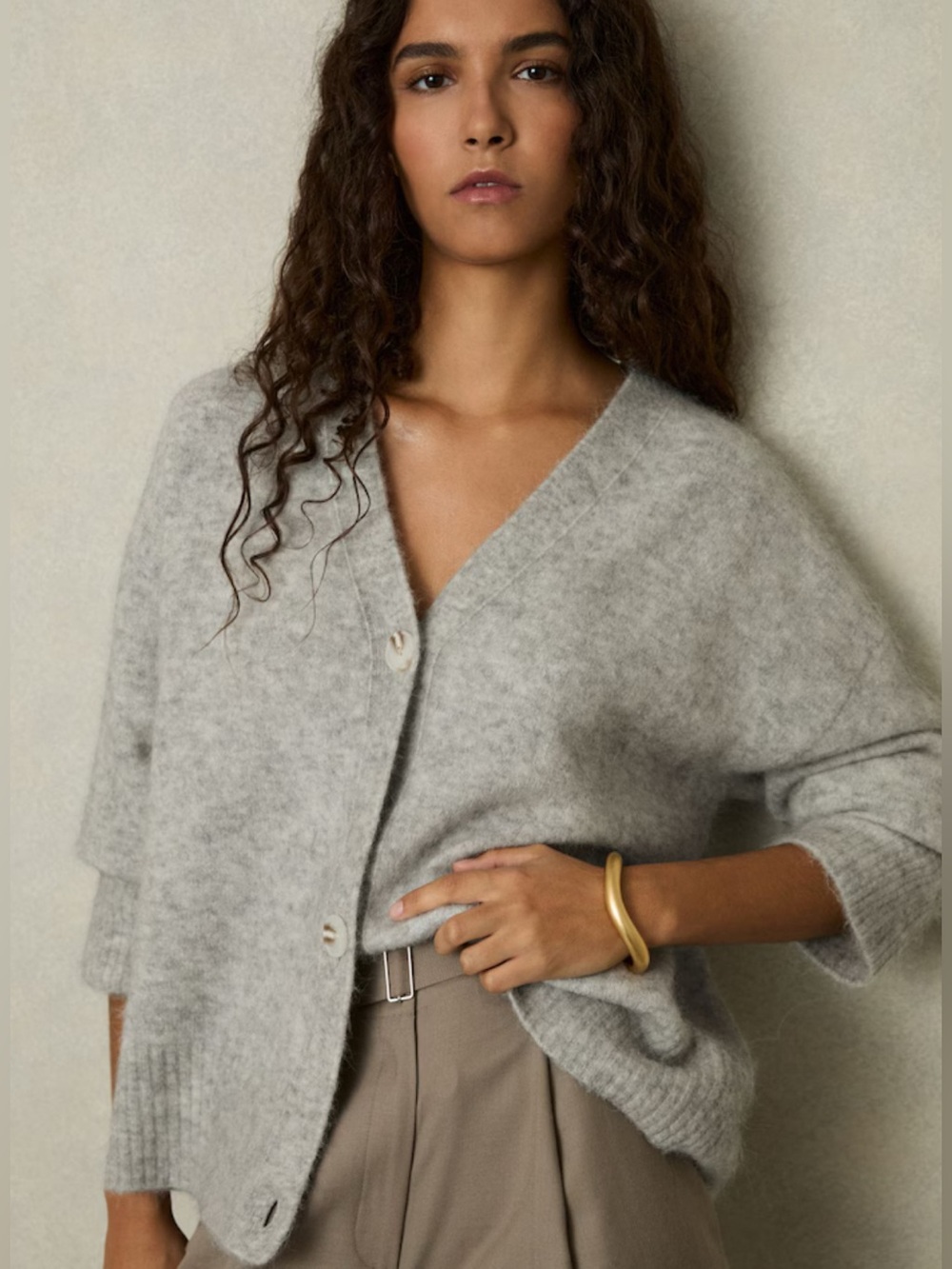 Reiss Robyn wool cashmere blend cardigan grey NWT